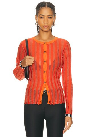 Christopher John Rogers Pleated Cardigan in Orange | FWRD 