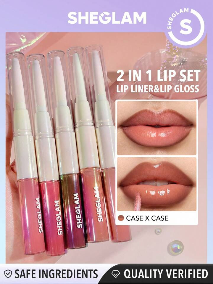 SHEGLAM LáPiz Delineador Y Brillo Lip Rules-Case X Case Rosa DíA De San ValentíN DecoracióN A... | SHEIN