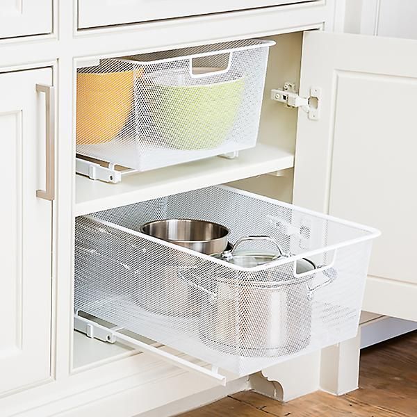 Elfa Cabinet-Sized Mesh Pull-Out Drawers | The Container Store