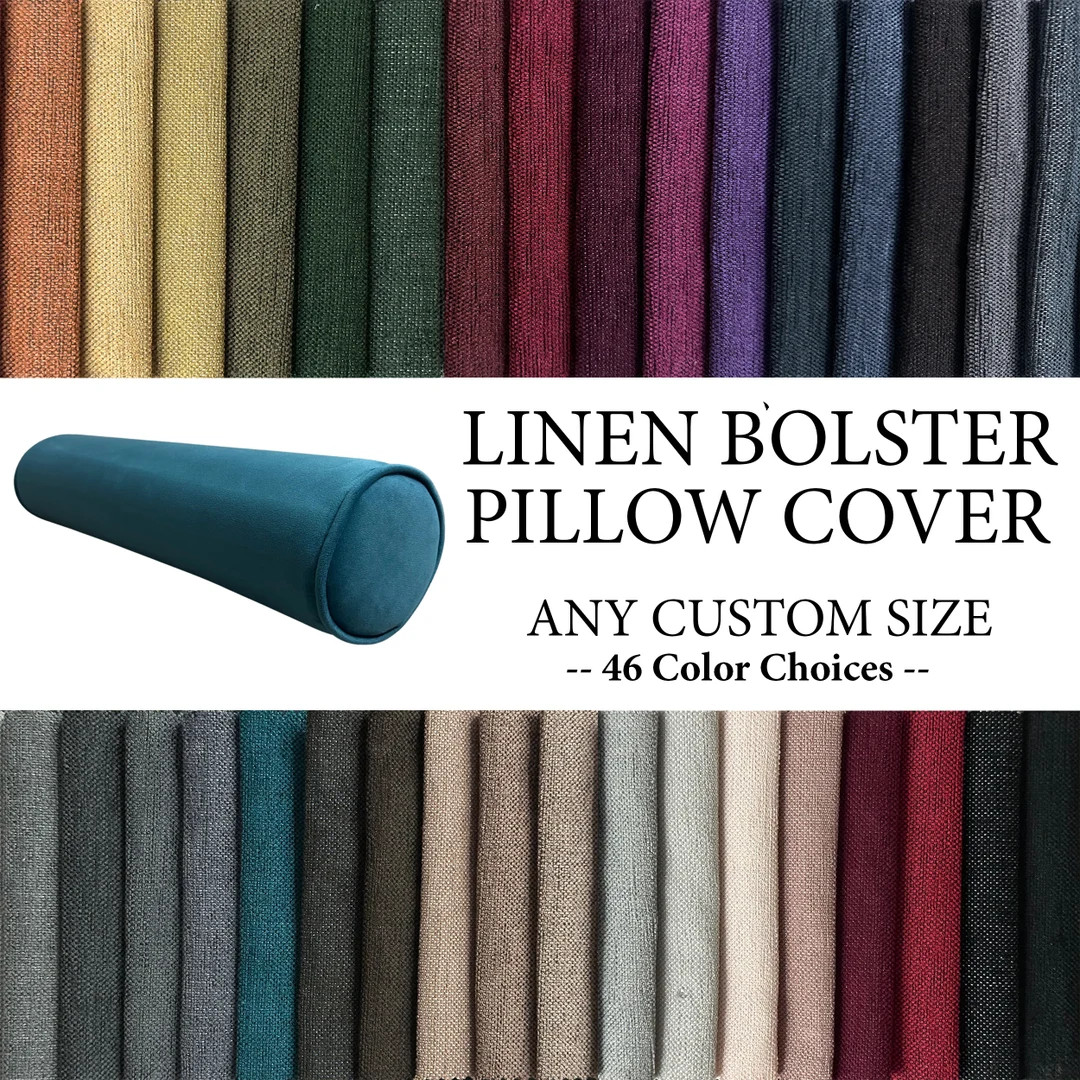 Linen Bolster Pillow Case, Linen Headboard Cushion Cover, Bolster Body Pillows, Round Bolster Pil... | Etsy (US)