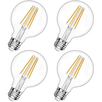 Bioluz LED 6 Pack Clear Dimmable Filament LED G25 Globe 40 Watt Replacement (Uses 4.5 Watts) Warm... | Amazon (US)