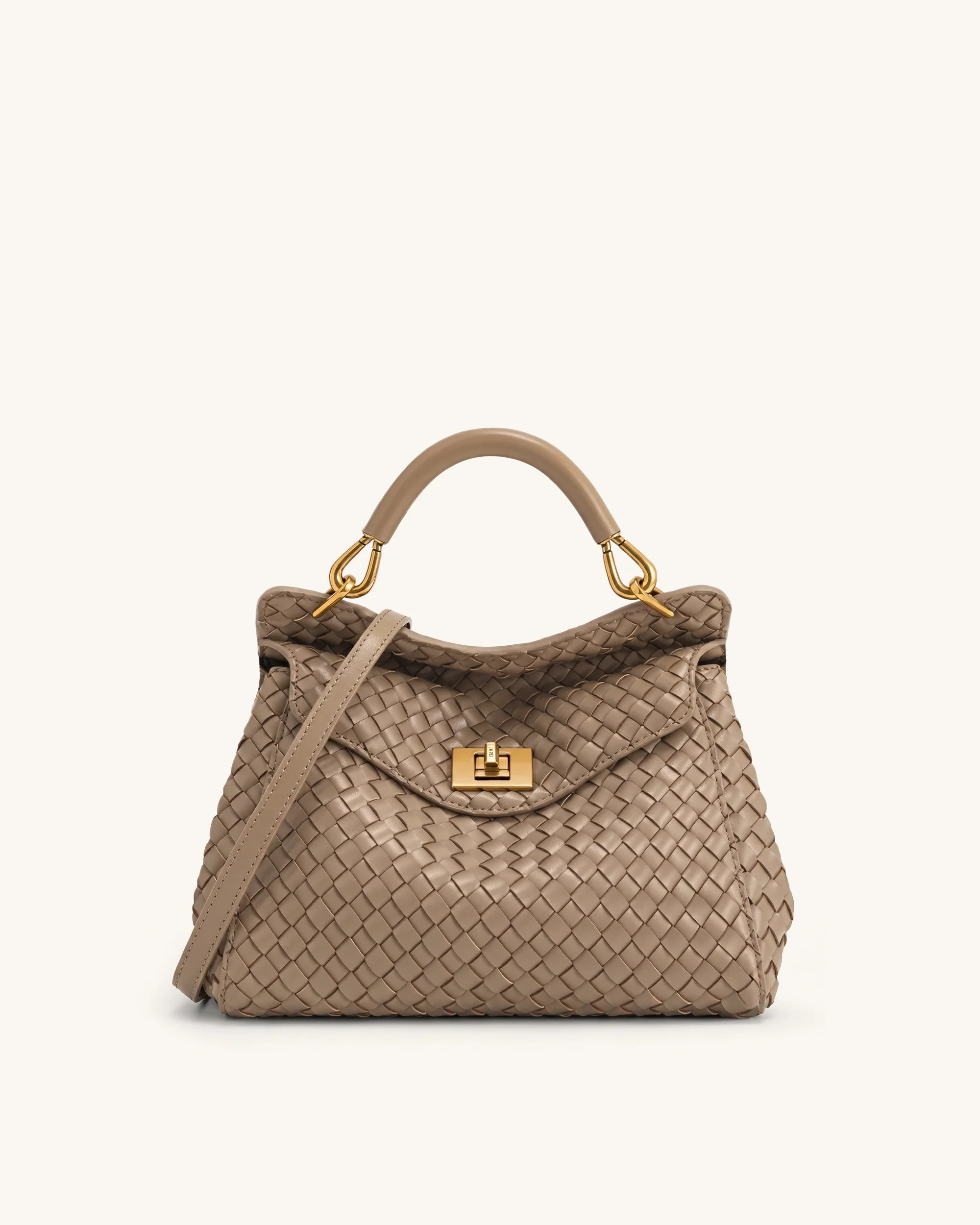 Lucia Classic Woven Top Handle Bag - Taupe | JW PEI US