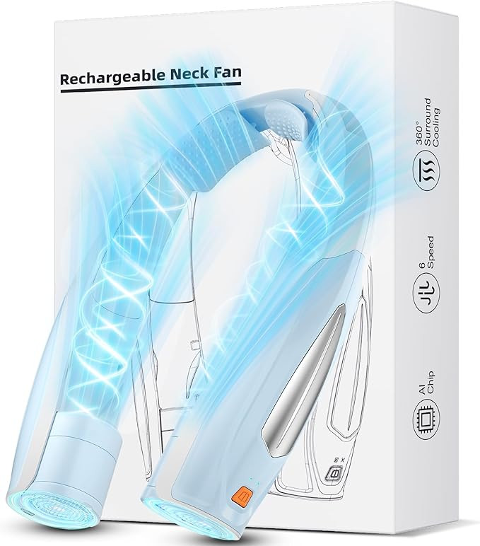 Neck Fan, 6 Speeds Adjustable Portable Personal Fan Rechargeable, 6000 mAh Battery Faster Cooling... | Amazon (US)