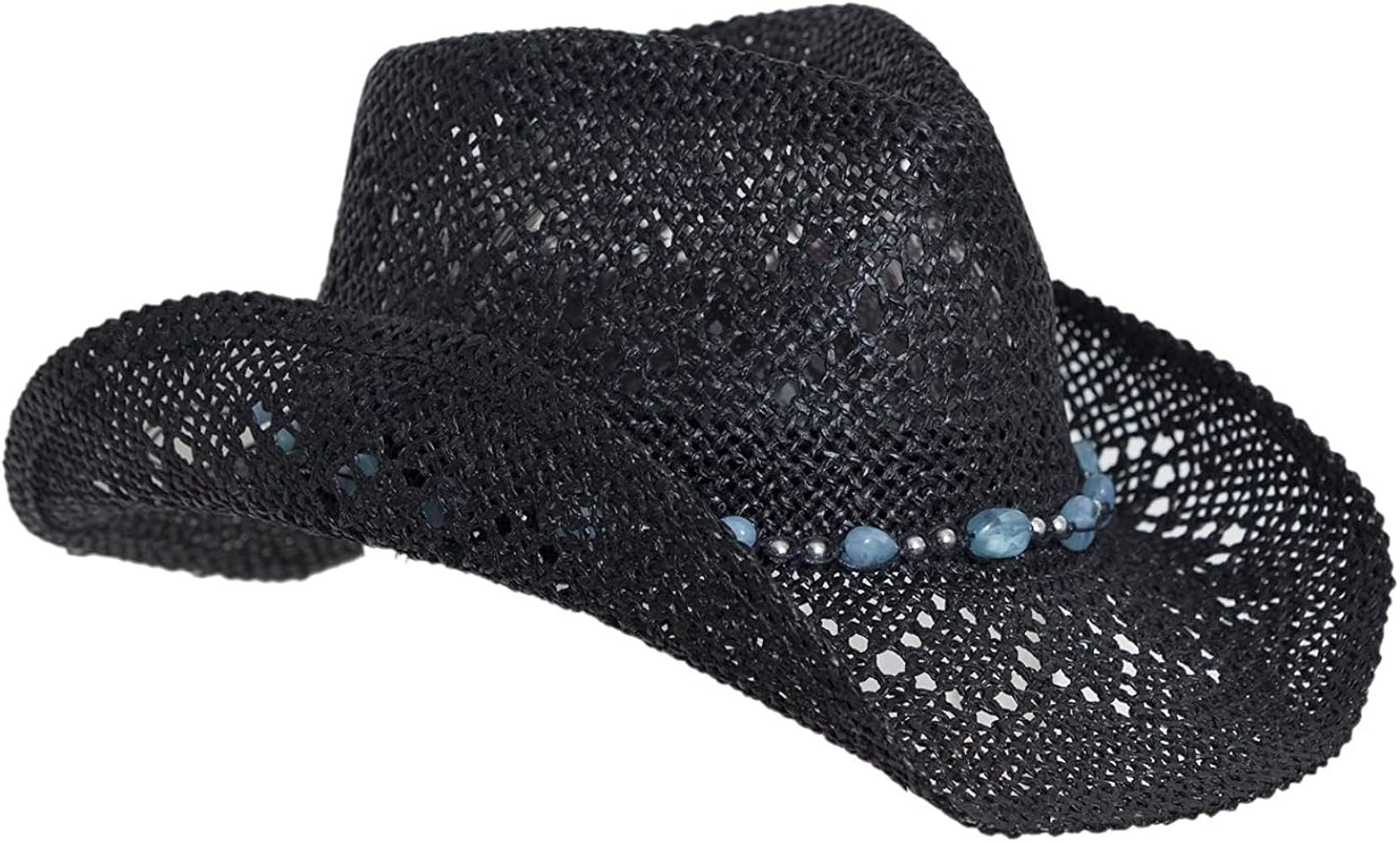 Straw Cowboy Hat for Women with Beaded Trim and Shapeable Brim | Amazon (US)