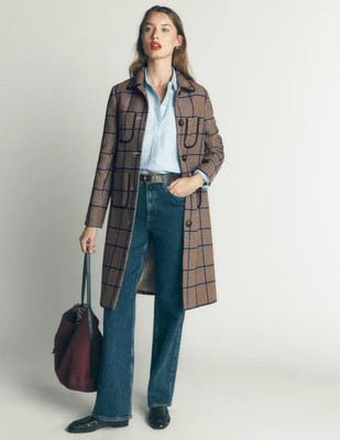 Boden Women's Patch Pocket Wool Blend Coat in Brown | Size 4 | Boden (US)