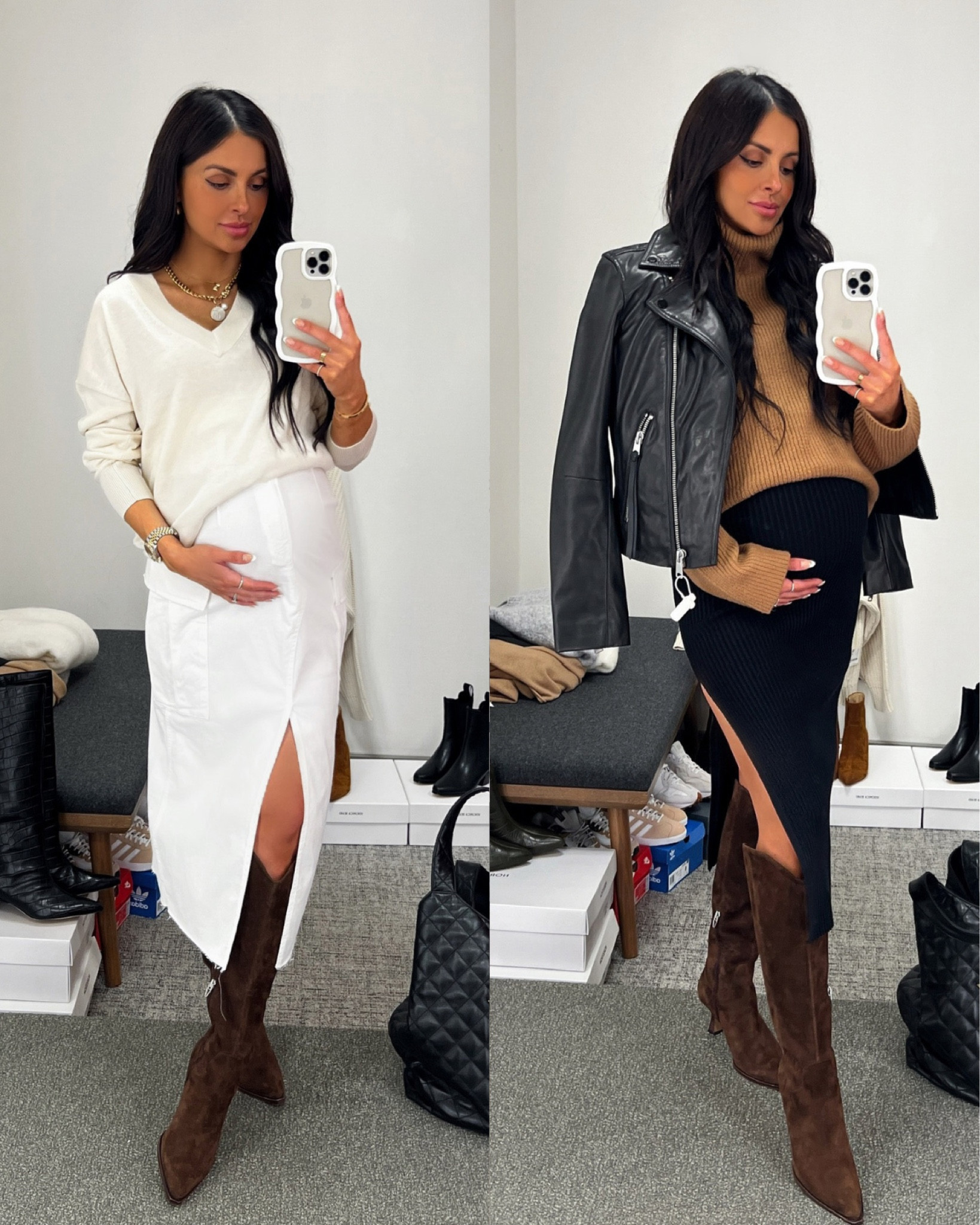 Nordstrom anniversary sale outfit / NSALE style picks
Nordstrom white v-neck sweater 
Good American cargo skirt
Dolce vita knee high boots 
AllSaints leather jacket
Nordstrom knit skirt 

#LTKxNSale #LTKFindsUnder100 #LTKShoeCrush