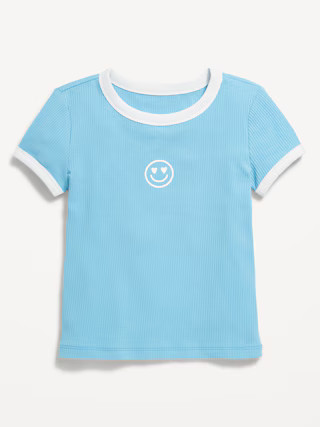Fitted Short-Sleeve Ribbed Graphic Ringer T-Shirt for Girls | Old Navy | Old Navy (US)