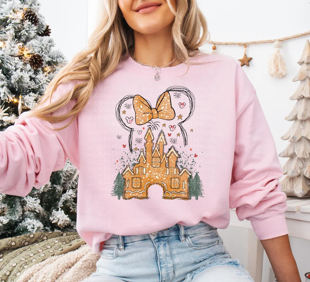 Christmas Sweatshirt Disney Gingerbread Castle Sweatshirt Disney World Family Vacation Sweatshirt... | Etsy (US)