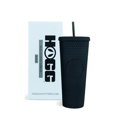 Hogg 24 oz Studded Tumbler with Lid and Straw - Black, Reusable Iced Coffee Cup, Bling Tumbler for Women, Glitter Rhinestone Cup, Gifts for Iced Coffee Lovers | Amazon (US)