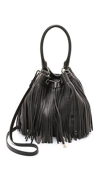 Milly Essex Drawstring Fringe Bag - Black | Shopbop