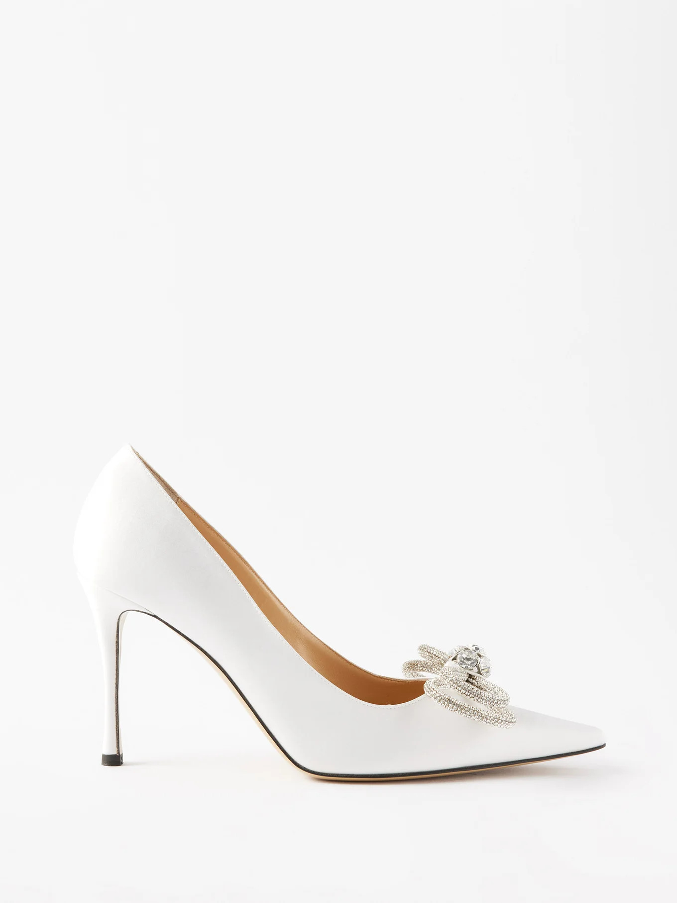 Double Bow 95 crystal and silk-satin pumps | Matches (UK)
