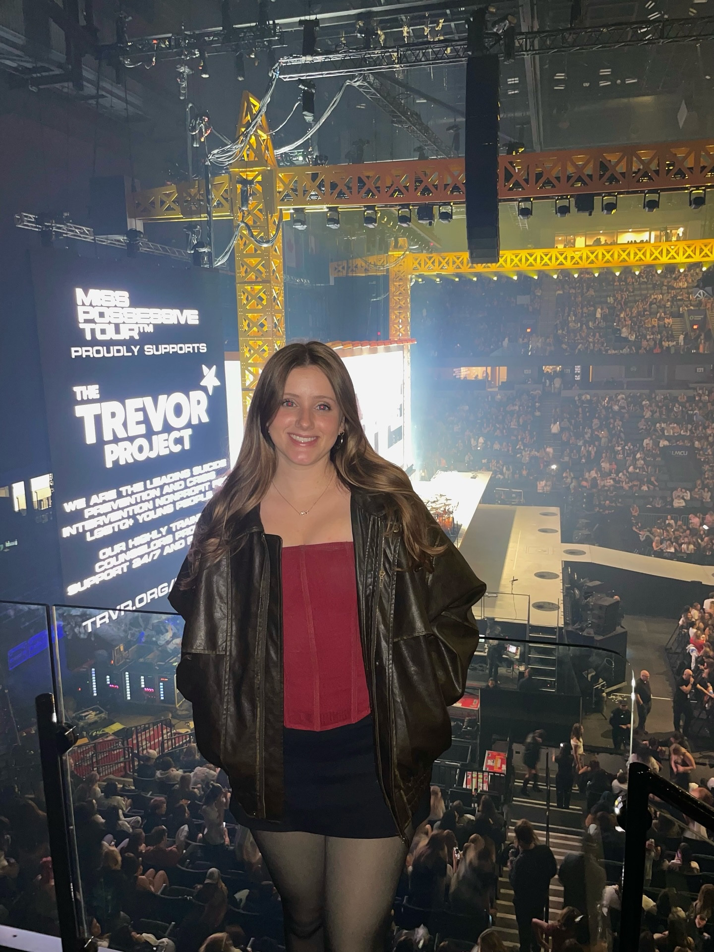 It’s ok I’m ok I saw Tate McRae 💋⭐️🐆🖤 @tatemcrae 

#tatemcrae #tatemcraeconcert #concertoutfit #misspossessivetour #vanandelarena 

FYI - Do NOT sit in the far end of section 210 at Van Andel Arena 😔 It’s so far side stage that we couldn’t even see the screens. (Took these pics in a different section)