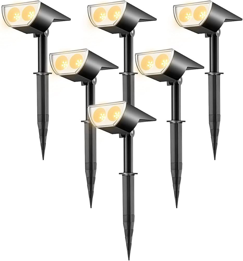 Linkind StarRayS 12 LEDs Landscape Solar Spotlights, Solar Powered Dusk-to-Dawn Outdoor Garden Li... | Amazon (US)