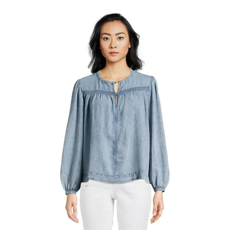 Time and Tru Women’s Smocked Top with Long Sleeves, Sizes XS-XXXL | Walmart (US)