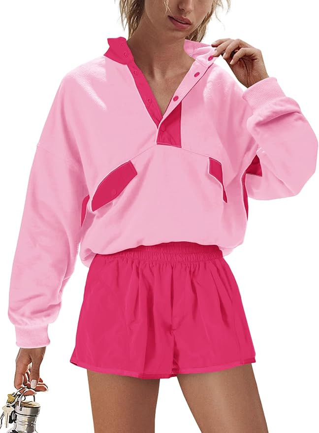 Nirovien Womens Workout Sets Short Athletic Set Activewear 2 Piece Outfits Pullover Sweatshirt an... | Amazon (US)