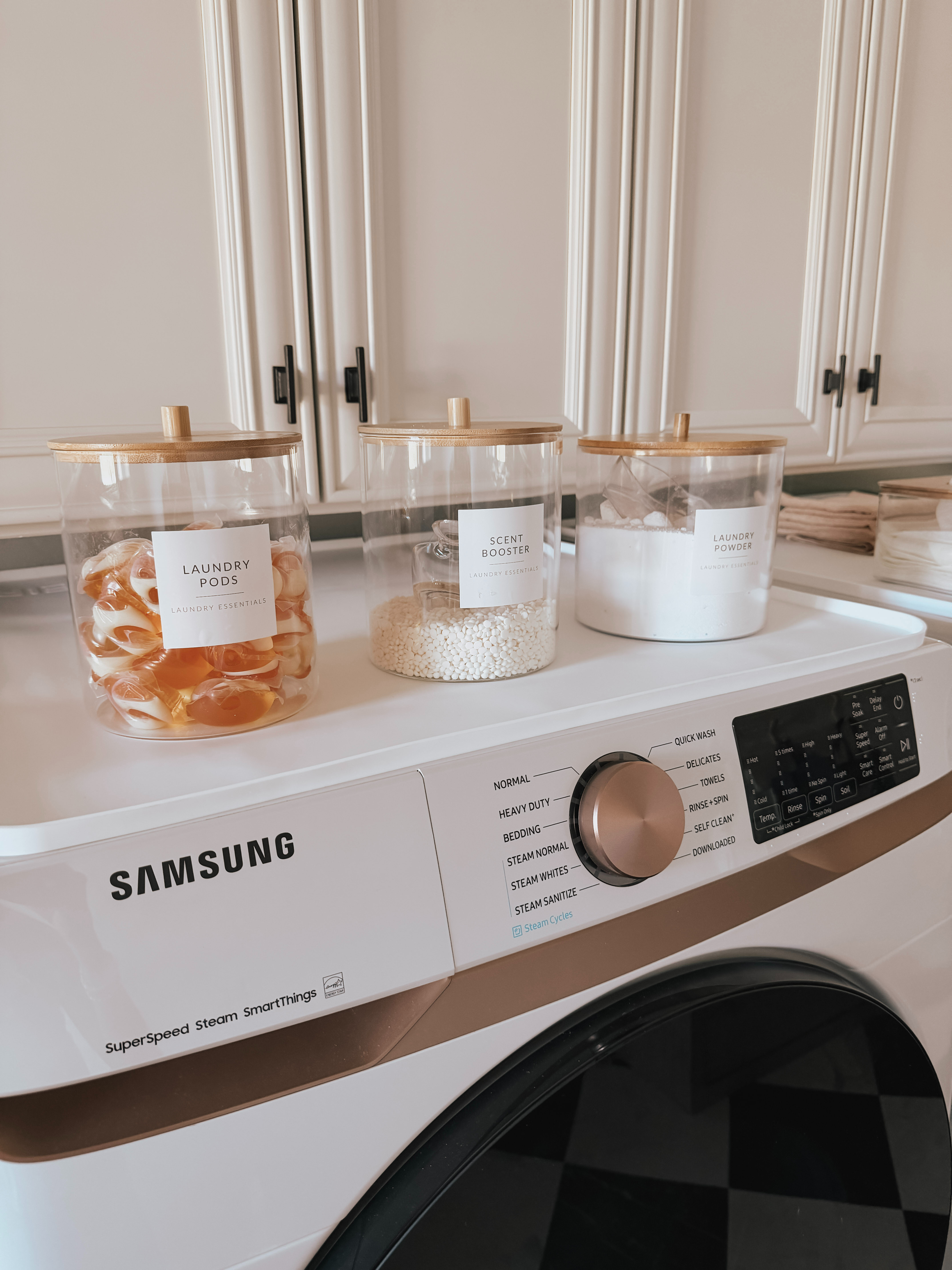 These silicone laundry toppers are one of those simple upgrades that make a big difference. They create extra usable space on top of your washer and dryer, keep laundry baskets and detergent from sliding around, and they’re waterproof, so you can set wet clothes or damp items on them without worrying about damaging your machines. 

 #LTKdayinmylife #LTKvlog #LTKHome