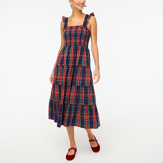 Smocked tiered midi dress | J.Crew Factory