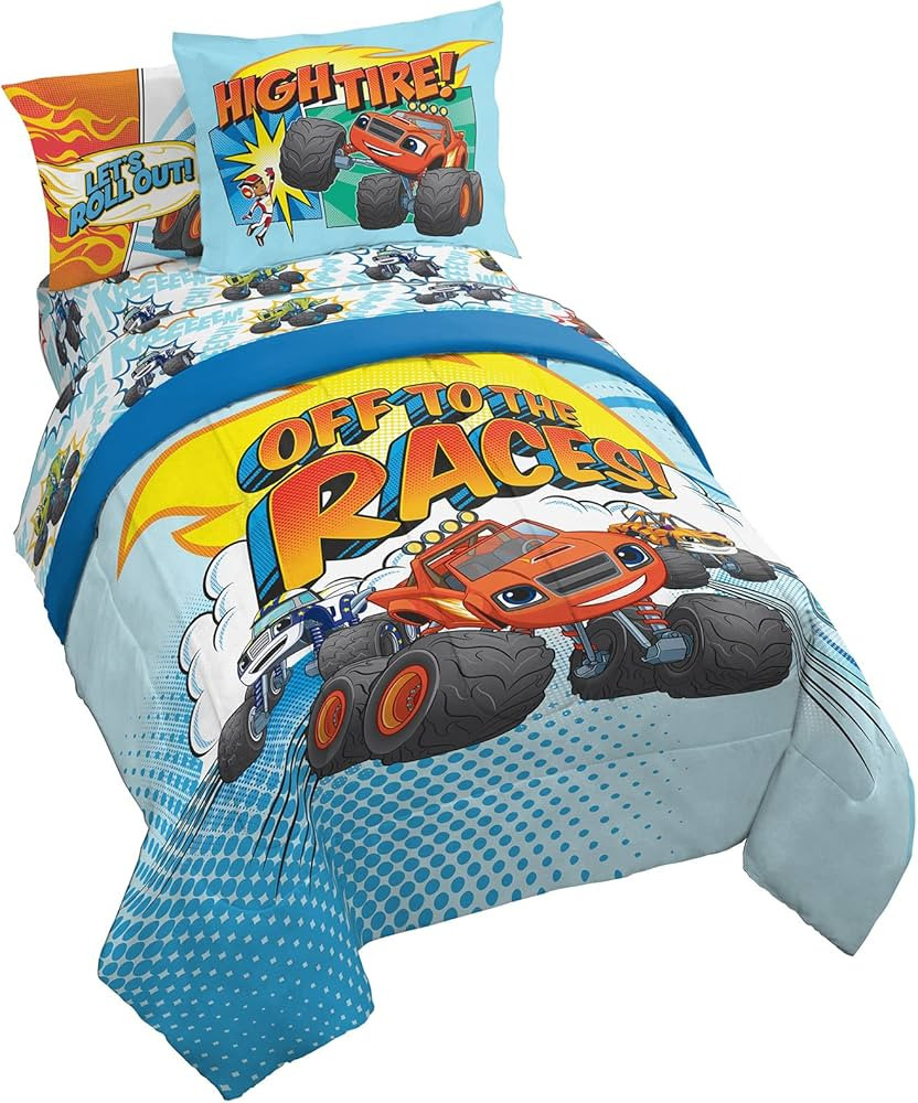 Amazon.com: Jay Franco Blaze and The Monster Machines Off to The Races 5 Piece Twin Size Bed Set ... | Amazon (US)