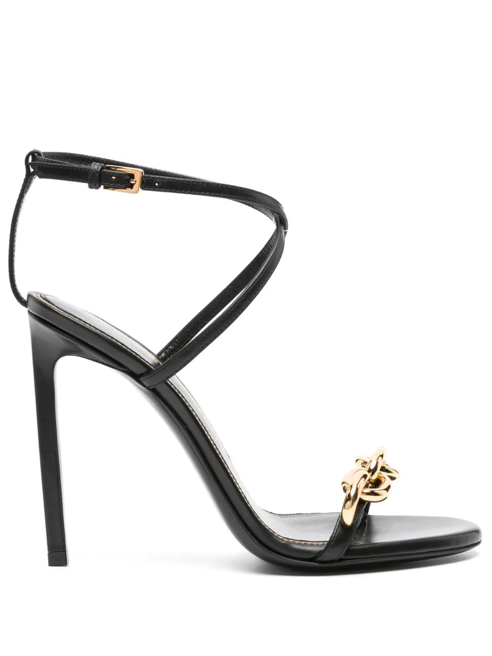 TOM FORD Chain 105mm Leather Sandals | Black | FARFETCH | Farfetch Global