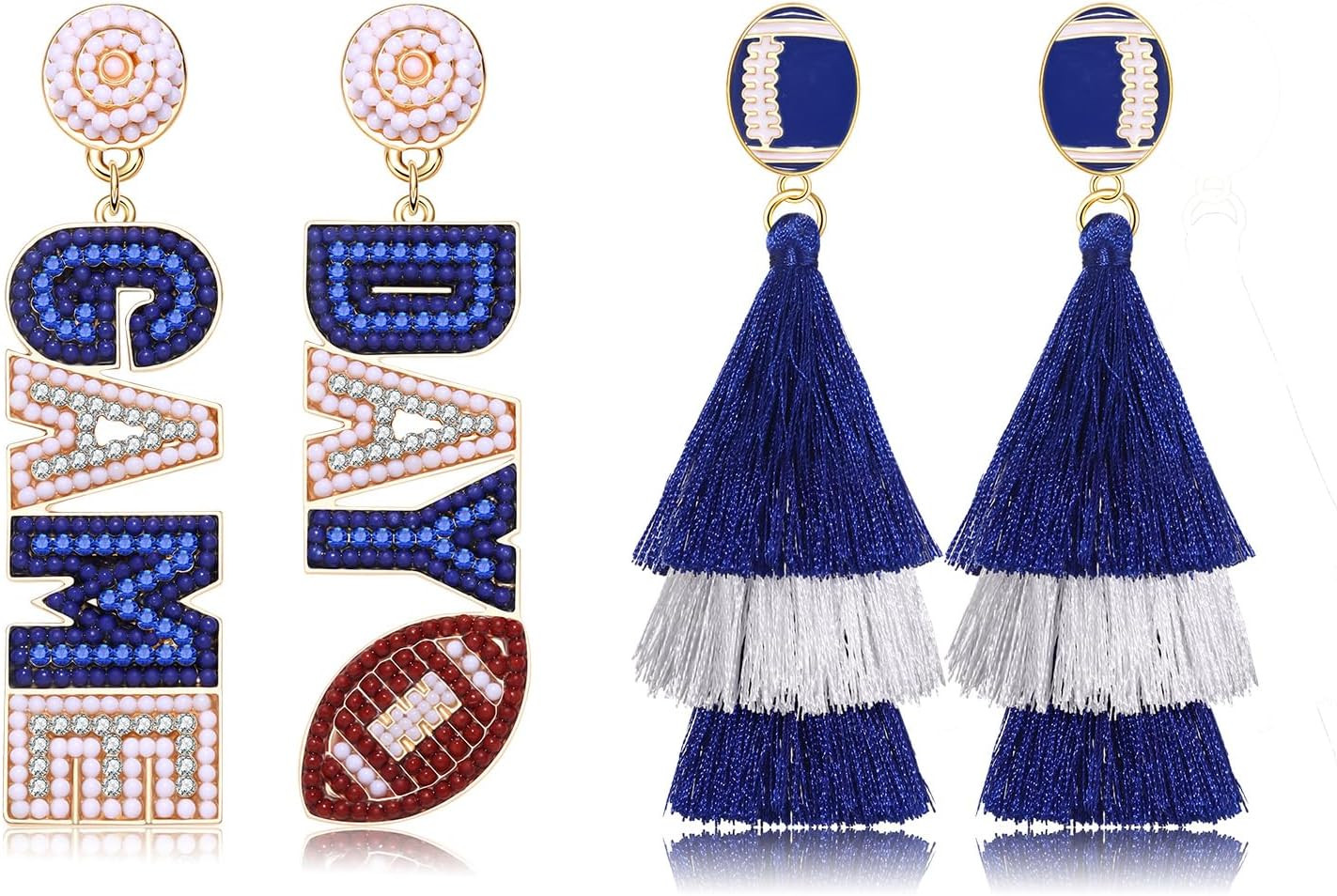 2/3 Pairs Game Day Earrings for Women Beaded Football Earrings Sports Tassel Earrings Game Day Outfits Team Spirit Football Mom Accessories Game Day Football Jewelry Gifts | Amazon (US)