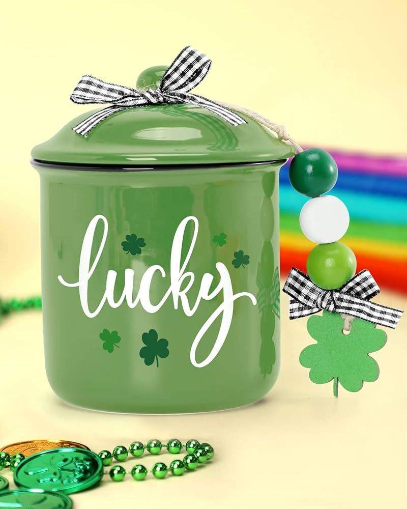 St. Patrick's Day Tiered Tray Decor Lucky Ceramic Canister Saint Patty's Day Bowl Candy Holder with  | Amazon (US)