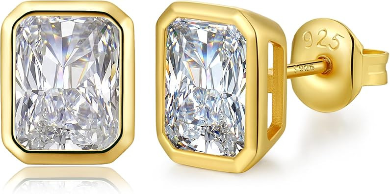 Brilliant Heart-cut/Oval-cut/Trillion-cut/Cushion-cut/Emerald-cut/Marquise-cut Stud, 925 Sterling... | Amazon (US)