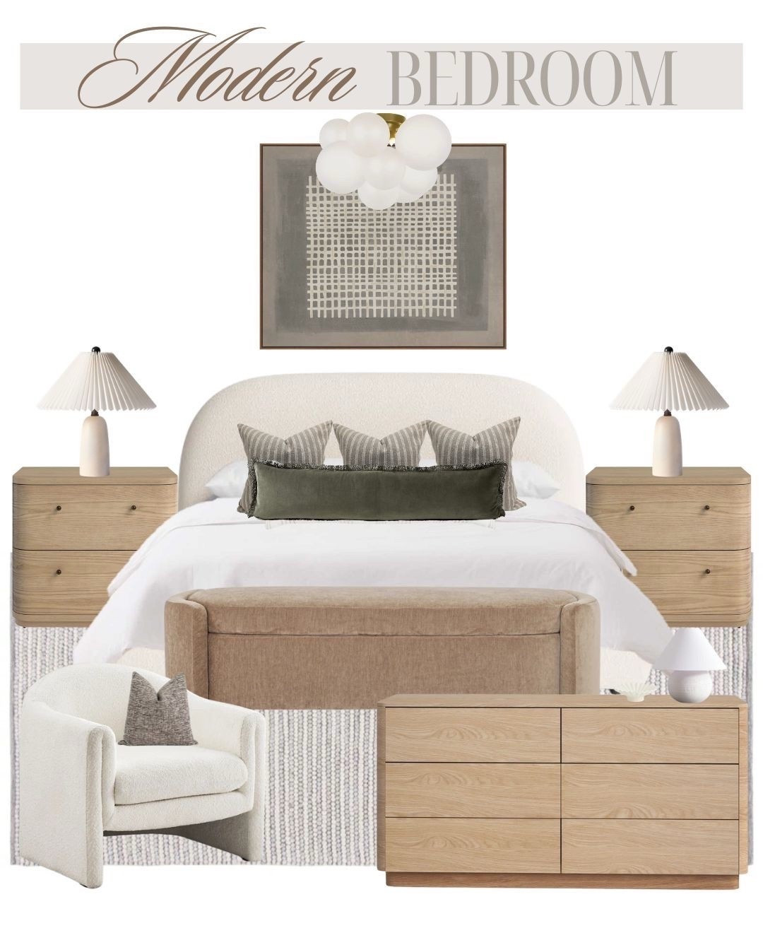 Modern bedroom in calming earth tones 🤎

Bed, boucle bed, platform bed, dresser, nightstands, art, Wayfair finds, wall art, accent chair, bedroom rug, storage bench, bedroom bench, chandelier, table lamps 

#LTKcanada #LTKhome #LTKsale