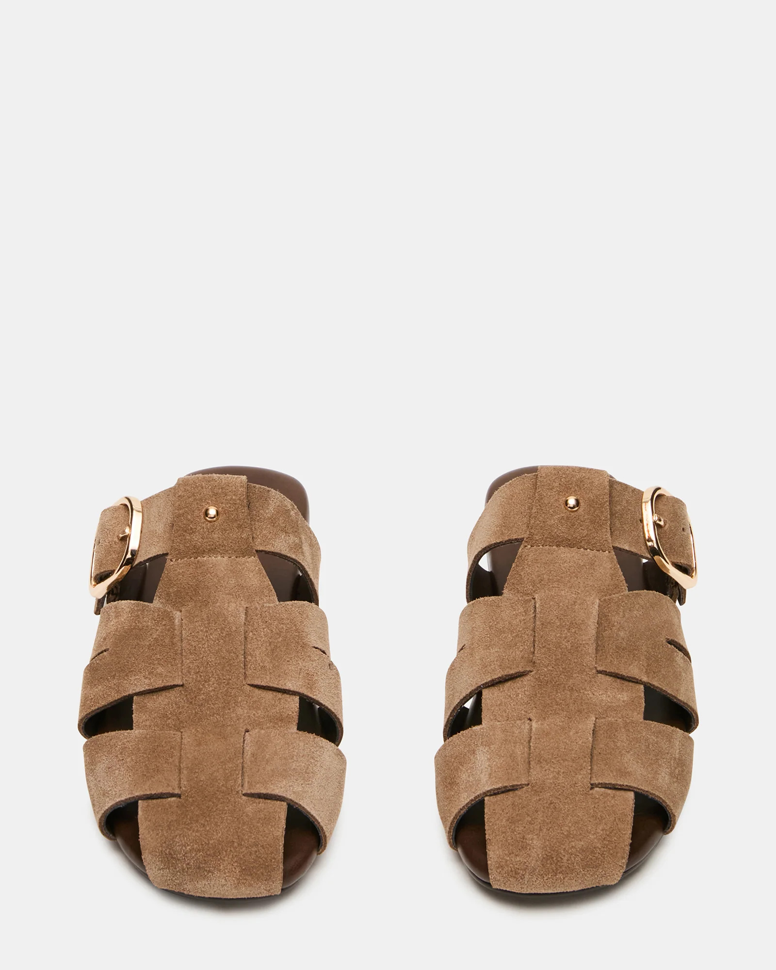 HALO Taupe Suede Fisherman Caged Slip-On Mule Women's Flat | Steve Madden (US)