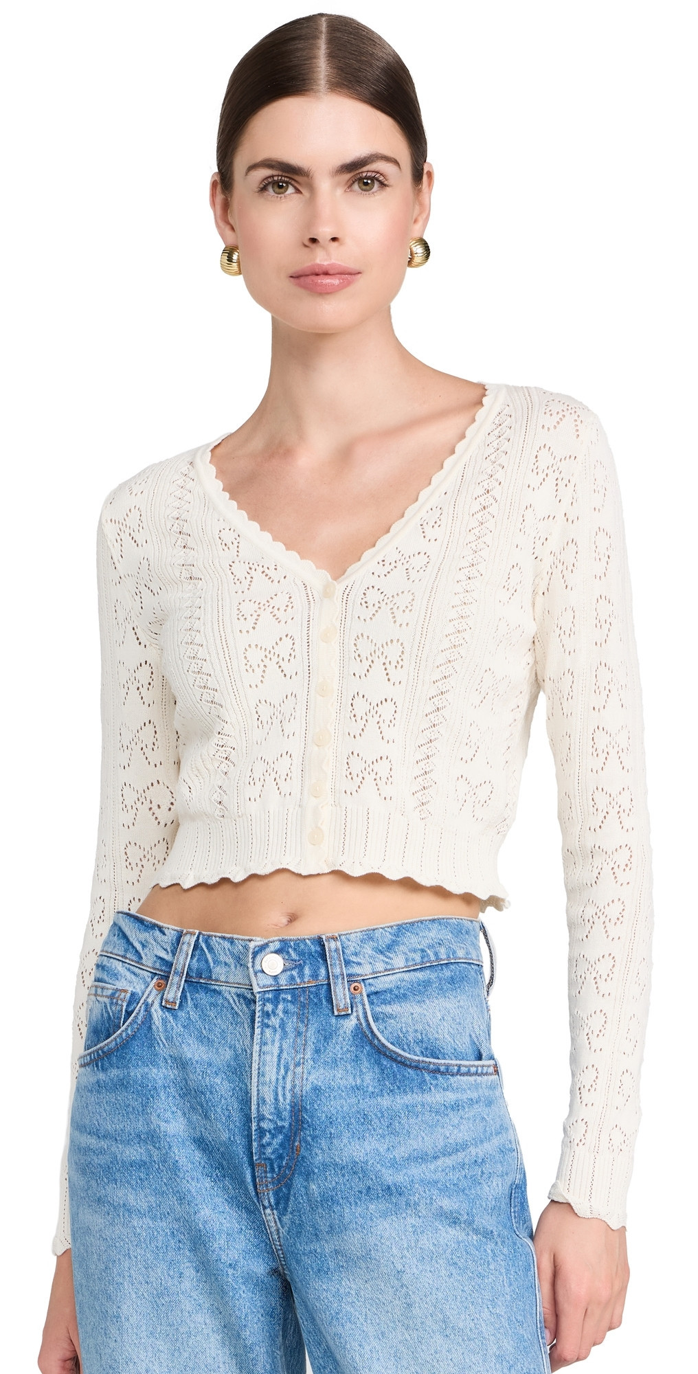 LoveShackFancy Petra Cardigan Ivory L | Shopbop