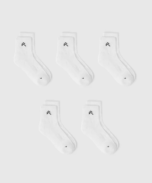Mid Crew Socks 5 Pack 
 White | Oner Active (UK / US)