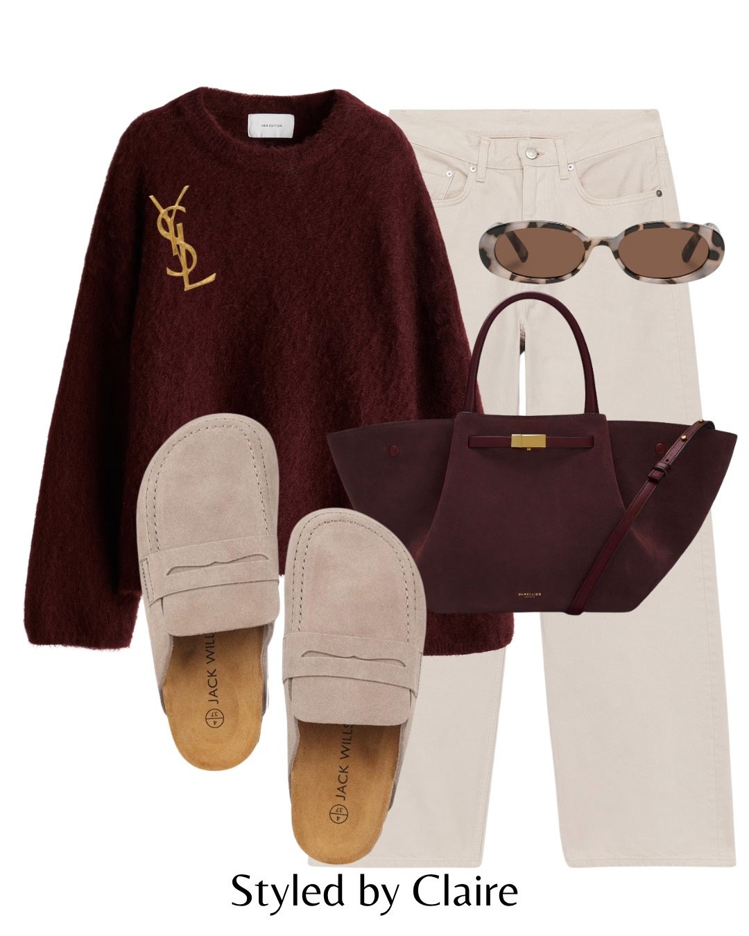 BURGUNDY KNIT & TOTE COMBO🍒
Tags: mohair knit asos oversized jumper sweater off white wide leg jeans arket H&M jeans demellier London suede cherry tote bag jack wills Birkenstock dupes mules clogs taupe ysl brooch sunglasses fashion autumn transitional inspo outfit ideas chic women’s style city break capsule wardrobe everyday office work wear

#LTKbag #LTKstyletip #LTKshoes
