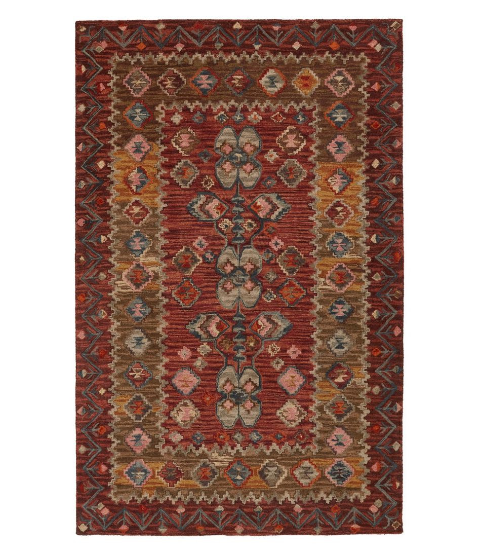 Double Border Wool Hooked Rug, Sienna Multi | L.L. Bean