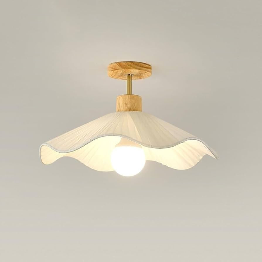 Modern Nordic Chandelier Semi Flush Mount Ceiling Light with White Pleated Fabric Shade, 15.7 Inc... | Amazon (US)