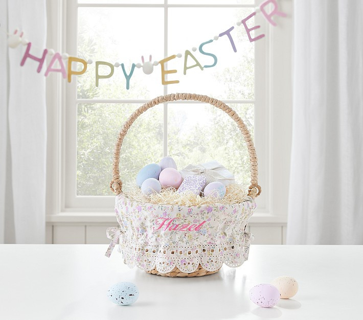 Heritage Floral Eyelet Easter Basket Liners | Pottery Barn Kids