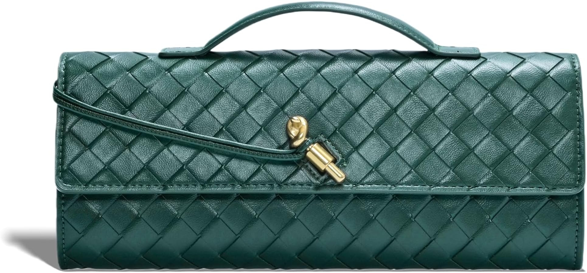 Trendy Woven Evening Clutch Purses for Women Evening Bags Handbags PU Leather Purse with Removabl... | Amazon (US)