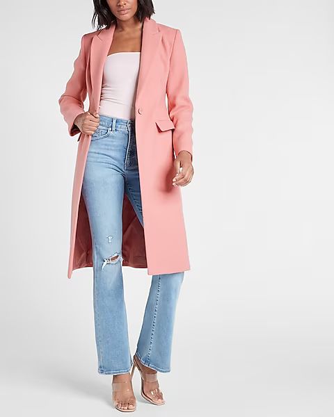 Wool-Blend Single Button Coat | Express