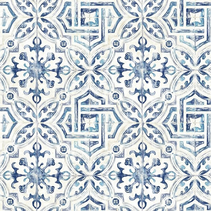 Brewster 3117-12332 Sonoma Navy Spanish Tile Wallpaper | Amazon (US)
