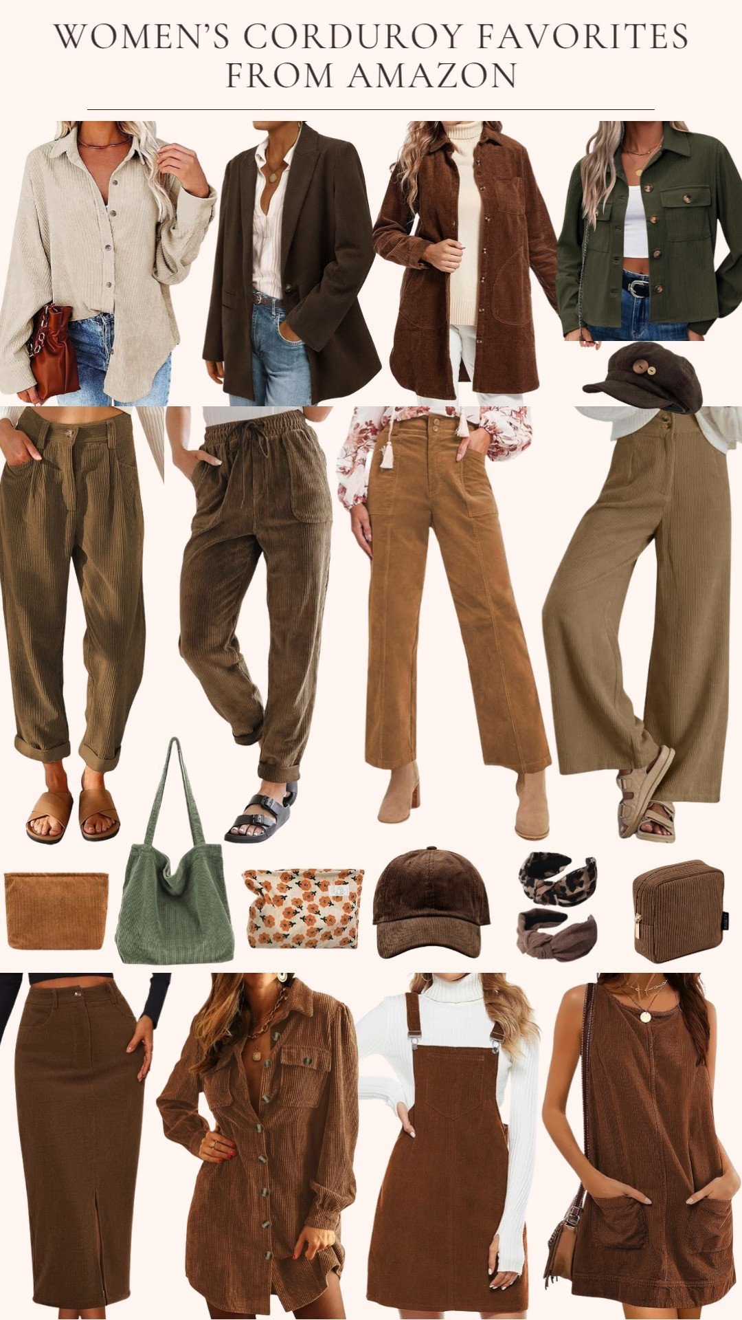 Cozy up your fall wardrobe with Amazon’s corduroy favorites. From pants and skirts to blazers and jackets that bring soft texture and timeless style. Don’t miss the rompers, baseball hat, page boy hat, and headbands for a laid-back vintage touch. Complete your look with chic corduroy bags that pair perfectly with any outfit. 

 #LTKOver40 #LTKFindsUnder50 #LTKStyleTip