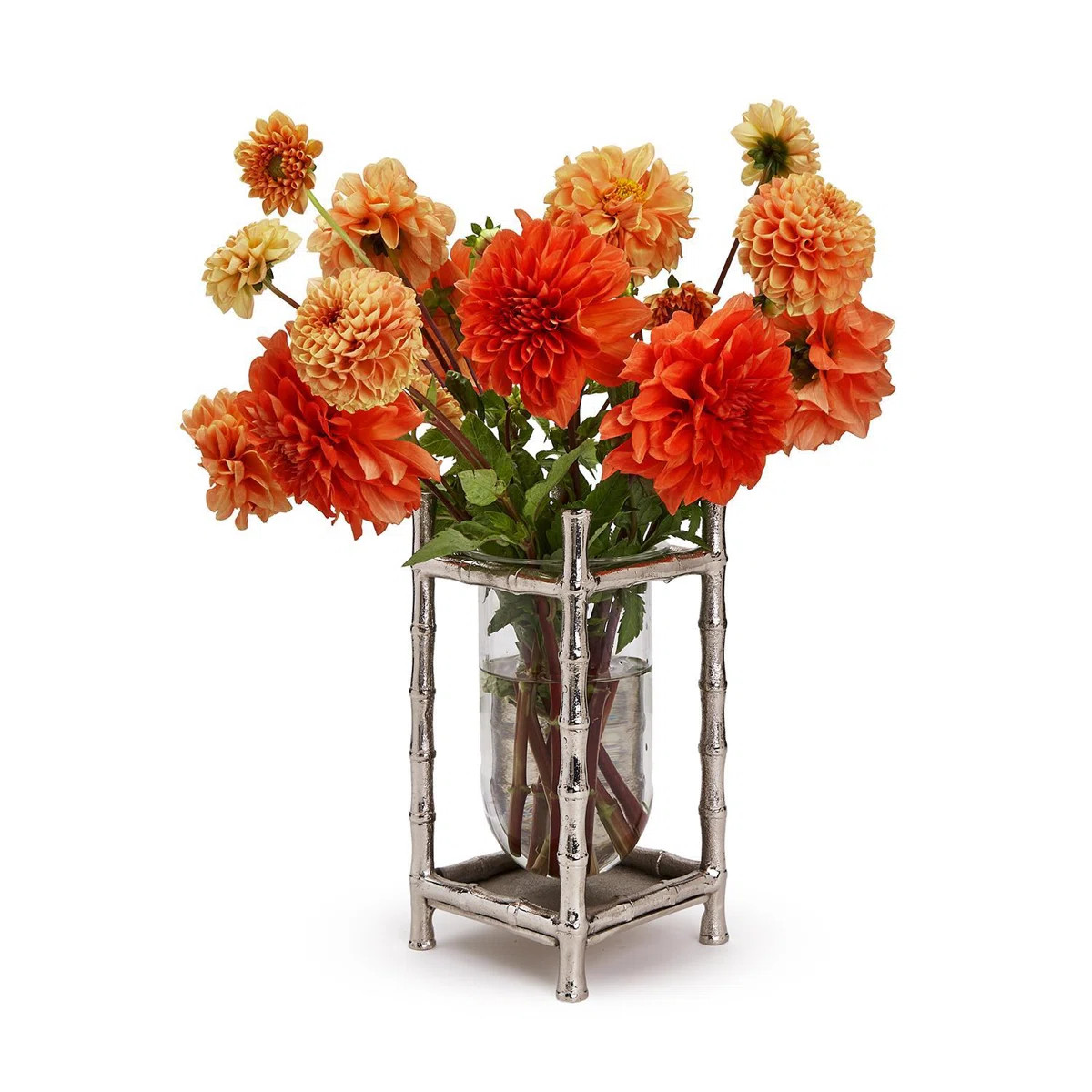 Silver Bamboo Vase With Glass Vessel | Birch Lane