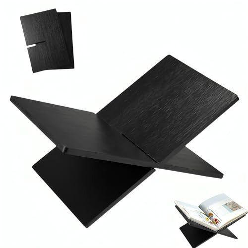 Solid Wood Book Stand - Large Cross Frame Black Oak Wooden Book Holder & Display for Coffee Table & Bible Holder, Open Book Stand - Premium Book Display & Cradle Stand for Table | Amazon (US)