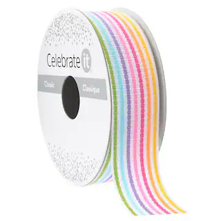 7/8" x 5yd. Multicolor Grosgrain Striped Ribbon by Celebrate It® Classic | Michaels | Michaels Stores