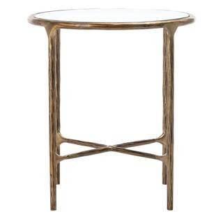 SAFAVIEH Jessa 18 in. Brass Round Glass End Table SFV9505A - The Home Depot | The Home Depot