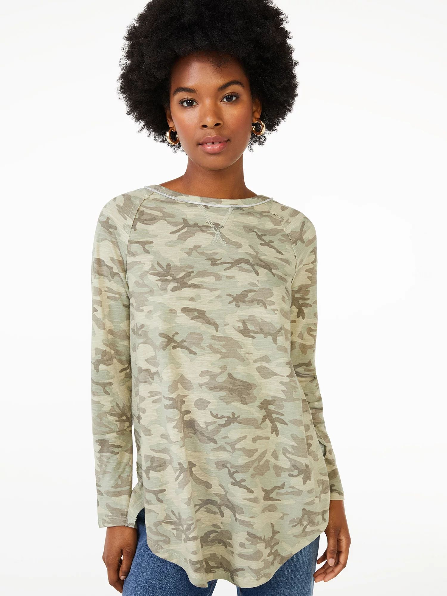 Scoop Women's Semi Sheer Snap Sleeve Tunic | Walmart (US)