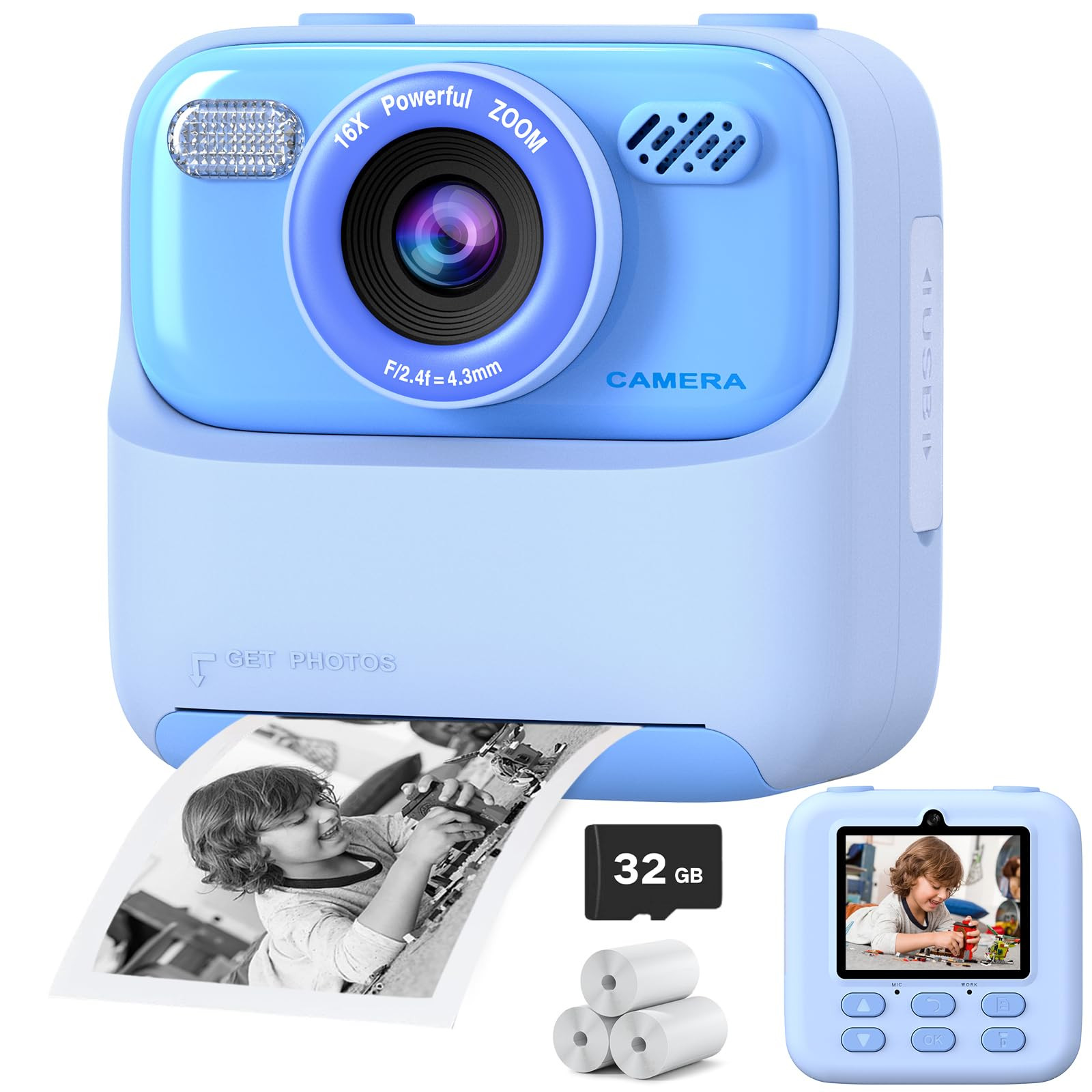 Kids Instant Digital Cameras for Boys and Girls, 1080P HD Dual-Lens Selfie Digital Camera with Pr... | Amazon (US)