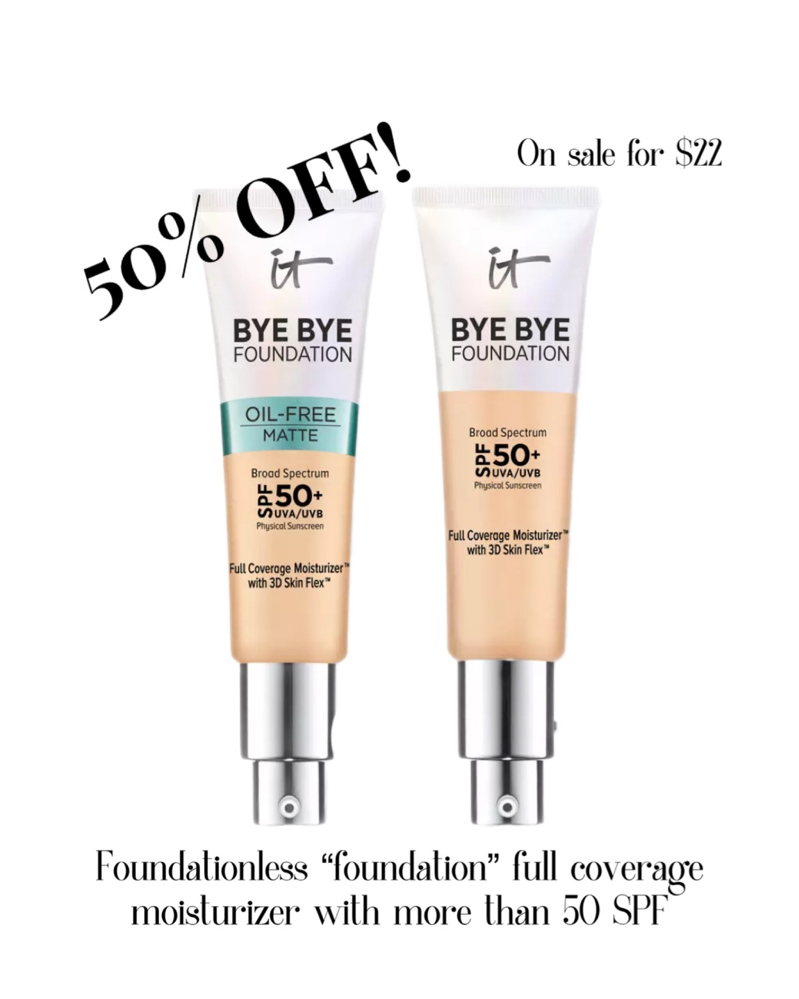 21 days of beauty steals at ulta, it cosmetics, full coverage moisturizer, beauty deals, beauty sale, SPF! Normally $44 get it now 50% off! 

#LTKbeauty #LTKsalealert #LTKSale