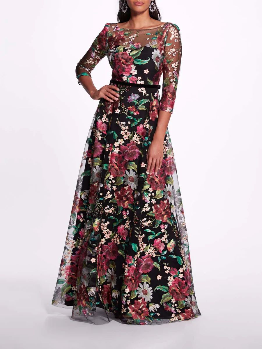 Embroidered Floral Gown | Marchesa