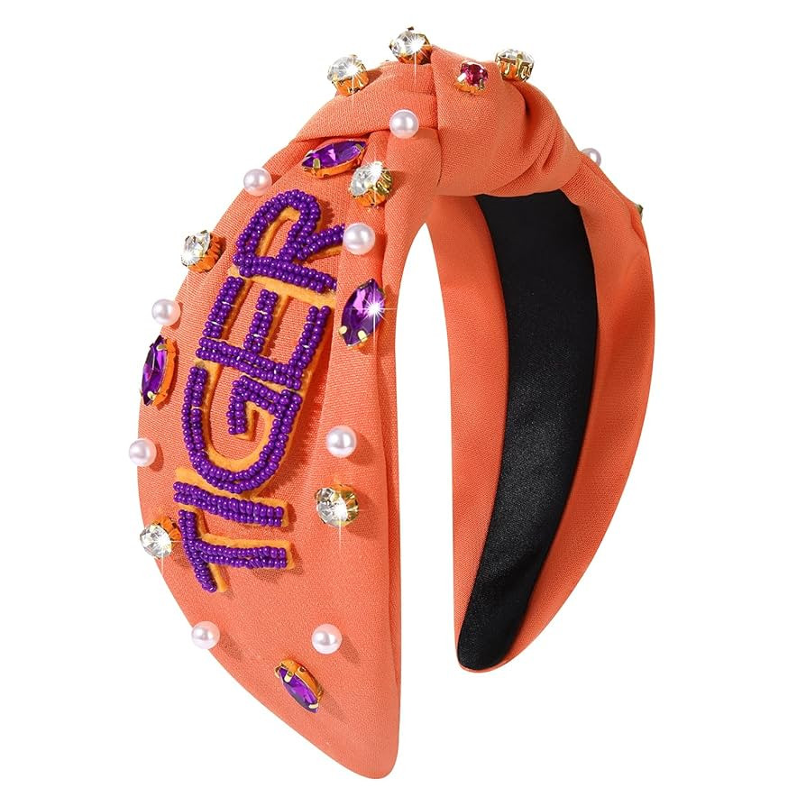ZOLEAROPY College Football Game Day Headband with Pearl Rhinestone TIGER Design - Stylish Gift fo... | Amazon (US)