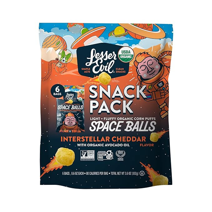 Insterstellar Cheddar Space Balls, Snack Pack, 6/0.6 oz | Amazon (US)