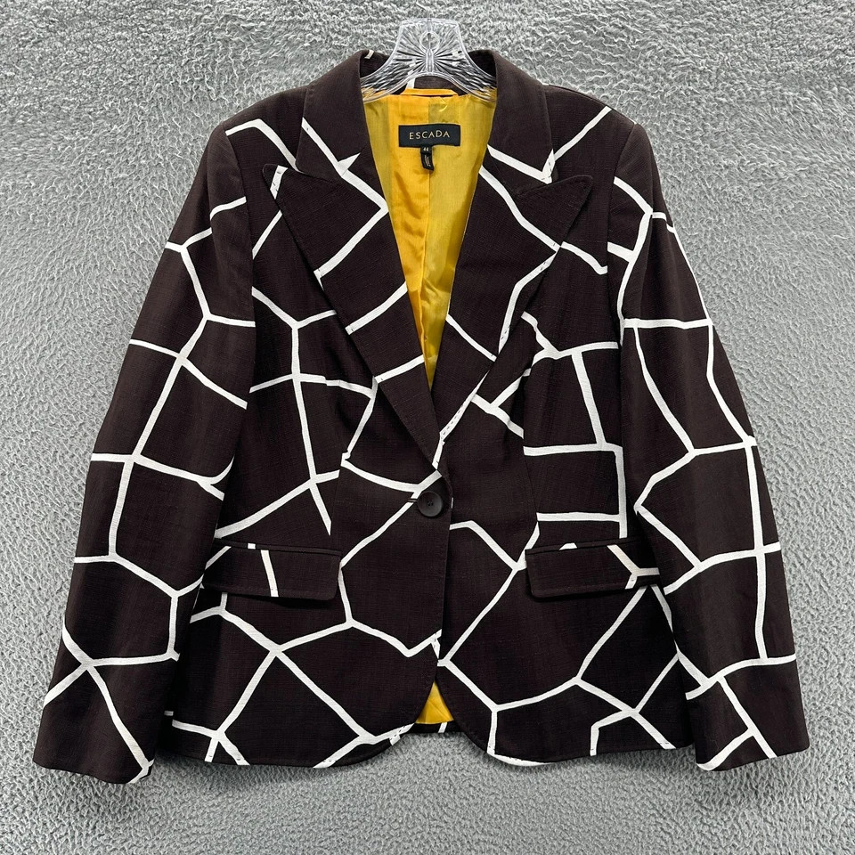 Escada Jacket Womens 44 Large L Brown Career One Button Blazer Travel Jacket  | eBay | eBay US