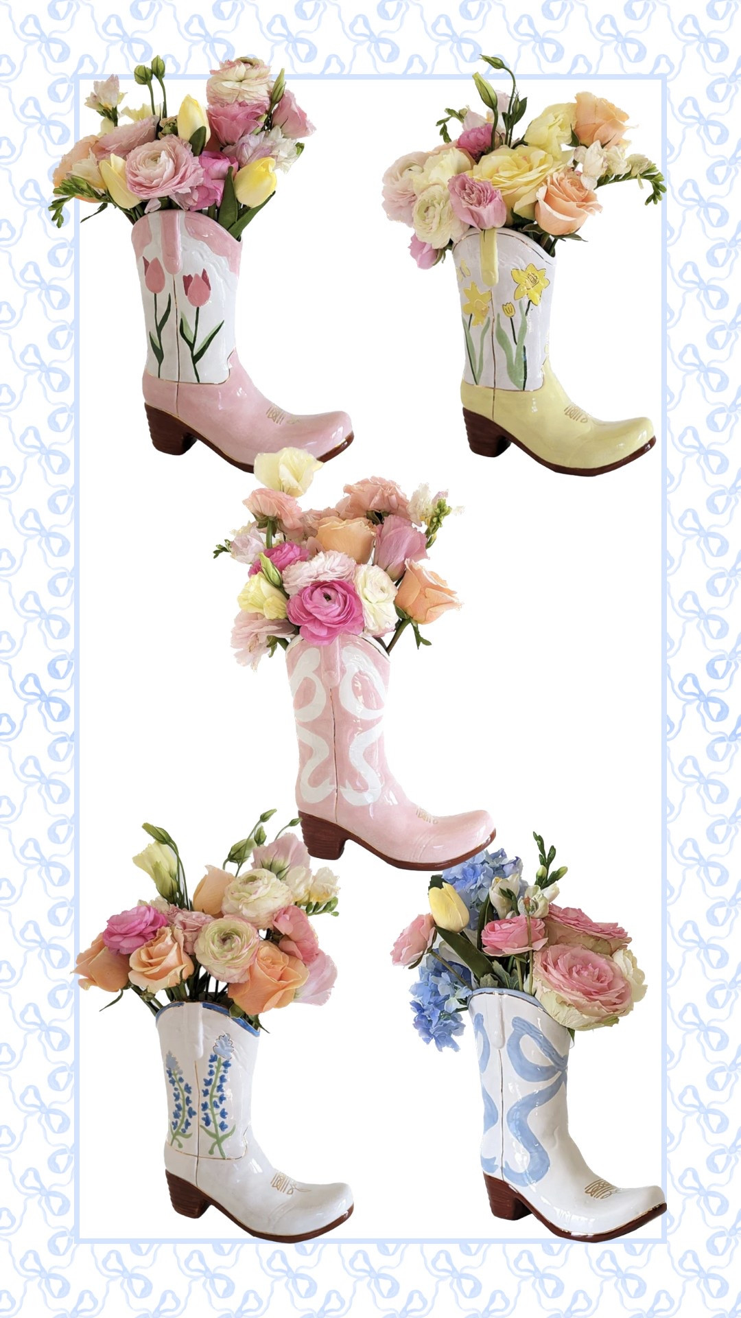 Cowgirl boot vases 👢💐



Bow gifts, boot decor, bow boot, floral boot, decorative object, grandmillenial decor, western decor, western home, grandmillenial home, Mother’s Day gift

#LTKFindsUnder100 #LTKHome #LTKGiftGuide